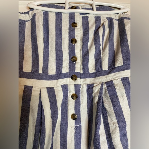 American Eagle Strapless Jumpsuit Blue White Striped Seersucker Tube Top Romper - Picture 9 of 14